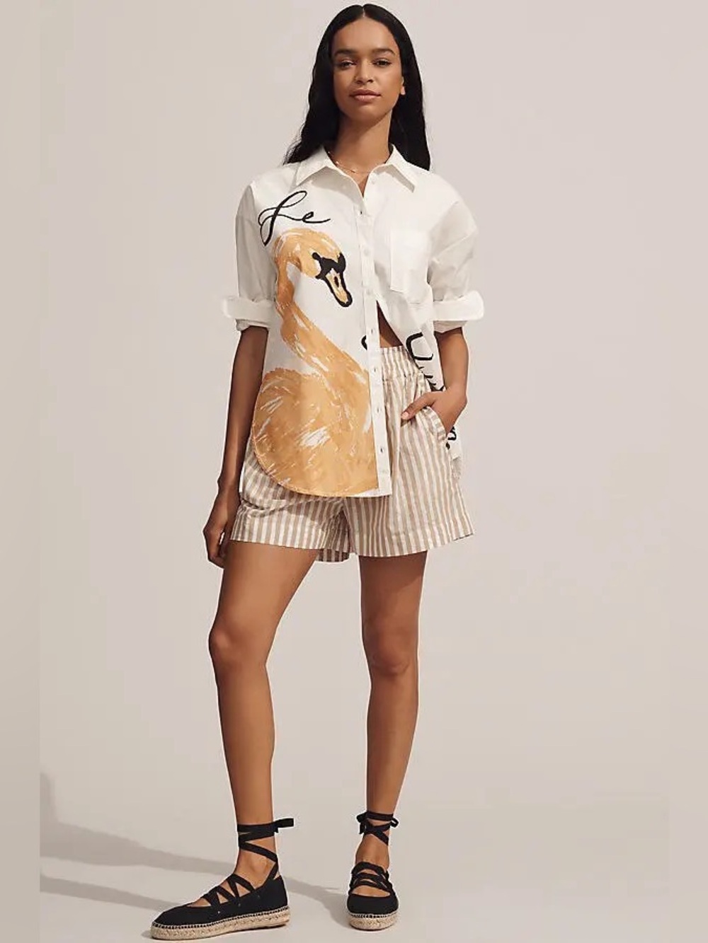 MAEVE Anthropologie Bennet “Swan” Button down Shirt Small